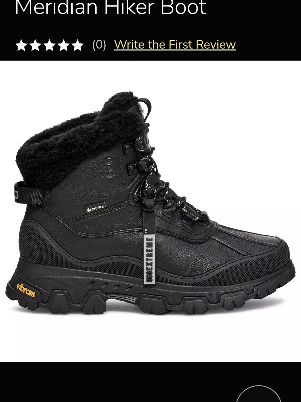 NEW no Tags UGG Meridian Hiker Boot - Black